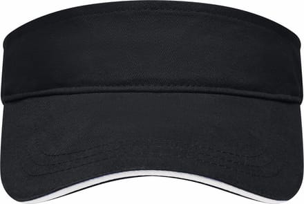 Zonneklep uni kleuren  Zwart/wit