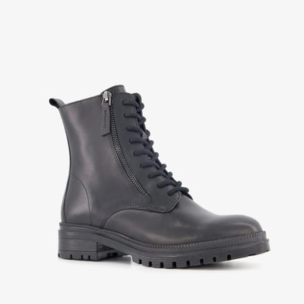 Harper leren dames veterboots zwart - Maat 38