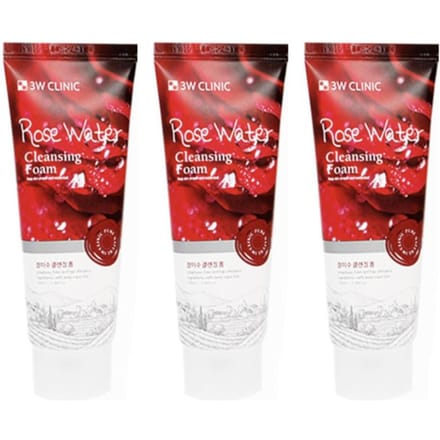 3W CLINIC Rose Water Cleansing Foam 100ml # 100ml x 3pcs