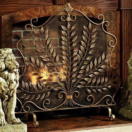 Haardscherm - Vuurkorf Scherm - Veiligheid Haard - Decoratief Bladontwerp - 85 x 85 cm - Goud