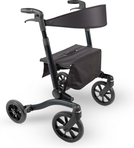VITILITY Rollator - Charcoal Black - Rollator - Lichtgewicht - Dubbel opvouwbaar - Rugsteun - Wandelstokhouder