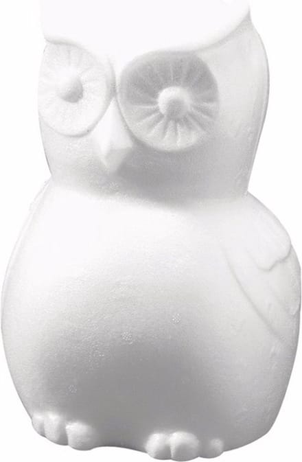 Rayher Piepschuim uilen knutsel dieren figuur - wit - 22 cm - hobby knutsel materialen