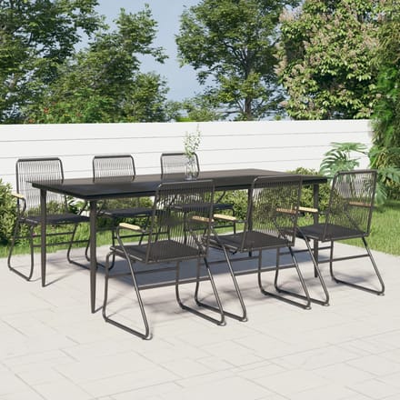 vidaXL - 7-delige - Tuinset - PVC-rattan - zwart