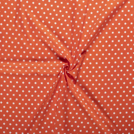Katoen stof - Grote Sterren - 140cm breed - Oranje - 10 meter