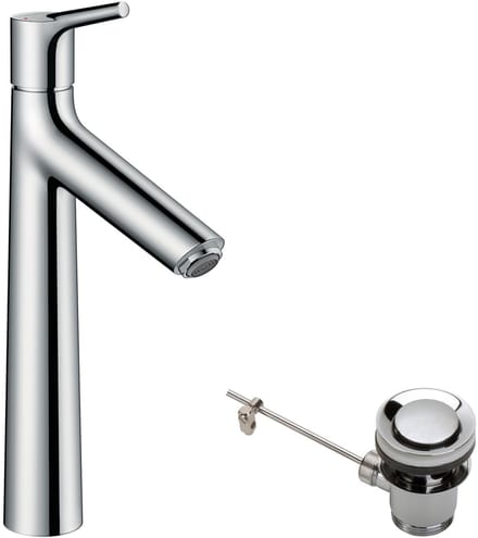 Hansgrohe Talis S wastafelkraan - model 190 - hoog - 1-gats - met trekwaste - chroom