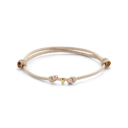 14K Goud Met Rubber/Nylon/Leer Armband Satijn Beige 13 - 26 Cm 4700317