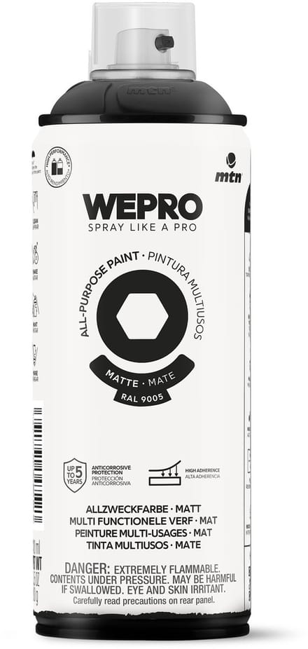 Spuitbus Ral 9005 Zwart Mat MTN WEPRO ALL-PURPOSE PAINT 400ML