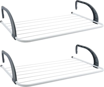 MSV Inklapbaar klein wasgoedrekje/droogrek - 2x - 5 meter waslijn - Ophangbaar - 36 x 60 cm
