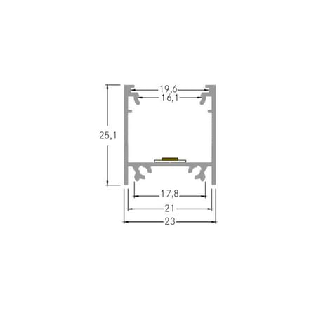 BRUMBERG montageprofiel hoogte 25 mm lengte 2 m aluminium