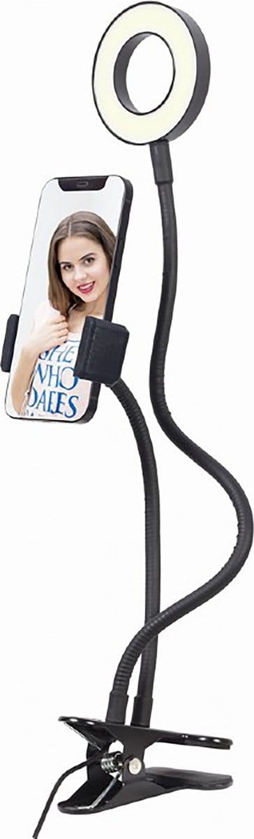 LED-selfiering met telefoonhouder
