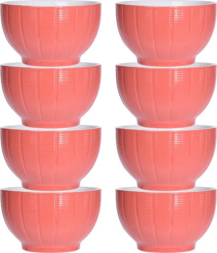 Excellent Houseware Soepkommen/serveer schaaltjes - 8x - Venice - keramiek - D14 x H8 cm - steenrood