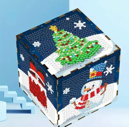 Diamond painting- kubus - kerst blauw