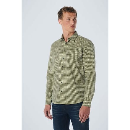 No Excess Shirt Stretch Allover Printed Olive Größe: XL | Casual hemden Outlet | Herren | Grün
