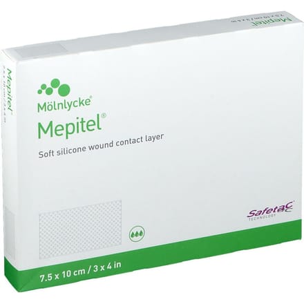 Molnlycke - Mepitel - soft - siliconen - wondcontactlaag - 7,5 cm x 10 cm - 10 stuks per doos