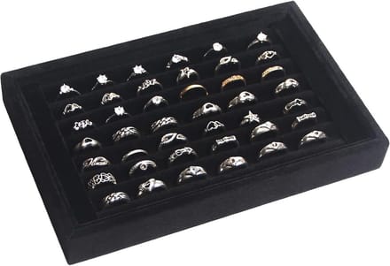 Ringhouder Displaybak - Sieraden Organizer - Sieraden Presenteren - 7 Sleuven voor Ringen - Voor 42 Ringen - Zwart