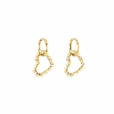 Bijoutheek Oorhangers Gekleurde Hartjes Beige