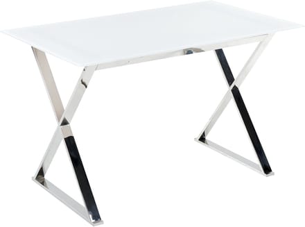 ATTICA - Eettafel - Wit/Zilver - Veiligheidsglas