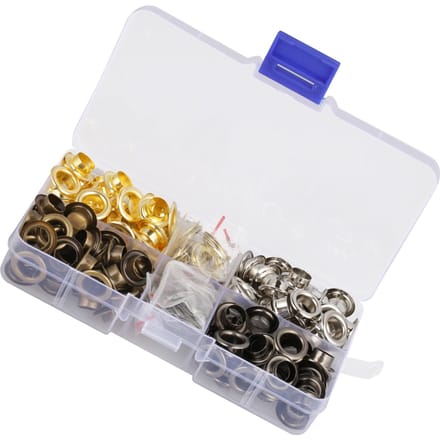140sets box 8mm Brass Eyelet Grommet Set Craft Clothes Accessories gray
