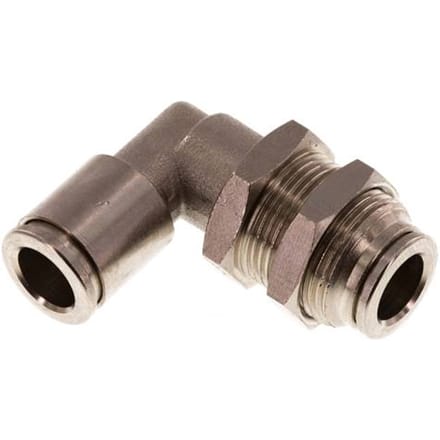 8mm 90 graden L-verbinding Messing Insteekfitting Schotdoorvoer NBR