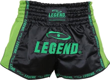 Legend Sports Kickboksshort Unisex Satijn Zwart/groen Maat S