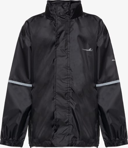 Mountain Peak kinder regenjas - Zwart - Met capuchon - Ritssluiting - Maat 146/152