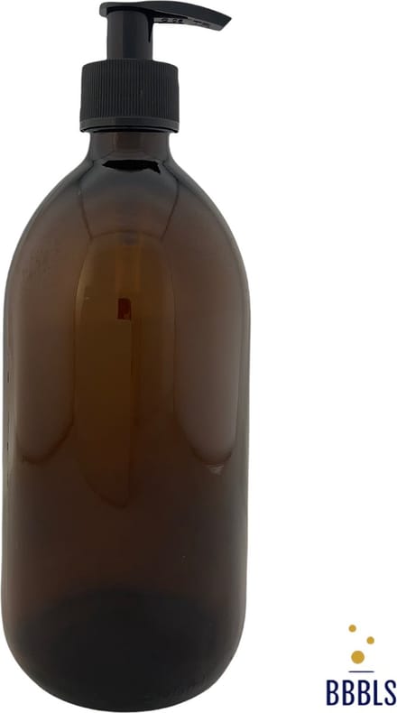 BBBLS® Design Dispenser "Conditioner" | Transparant Glas | 500ml | RVS / Metaal Pomp Zwart | Zeeppomp | Zeepdispenser | Zeephouder