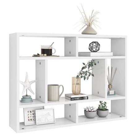 vidaXL - Wandschap - 75x16x55 - cm - bewerkt - hout - wit
