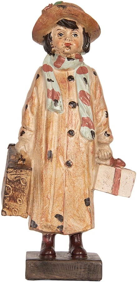 Clayre & Eef Decoratie Beeld Kind 14x9x27 cm Bruin Kunststof