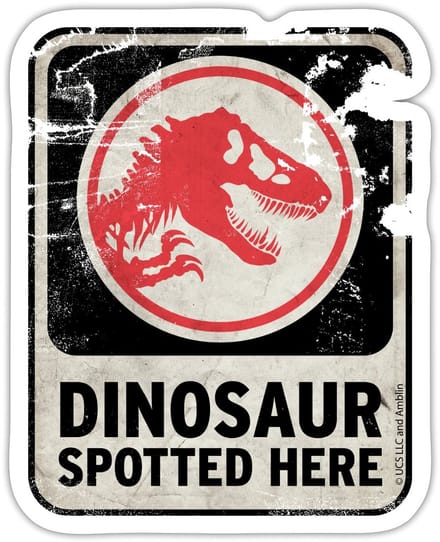 Jurassic World Dinosaur Spotted Here Sticker Maat S (max. 10 x 10cm)