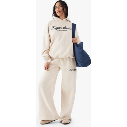 Dames DSGN Studio Geborduurd Straight Leg Jogger | Cream | Maat: Large