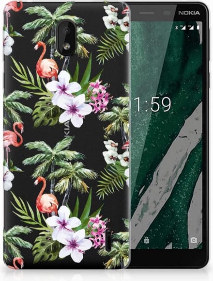 Nokia 1 Plus TPU Hoesje Flamingo Palms