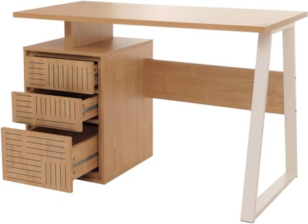 Bureau MCW-O32, bureau computerbureau bureau, lade, melamine hout, 77x118x58cm ~ iep natuur