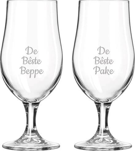 Gegraveerde bierglas op voet 49cl De Bêste Pake-De Bêste Beppe