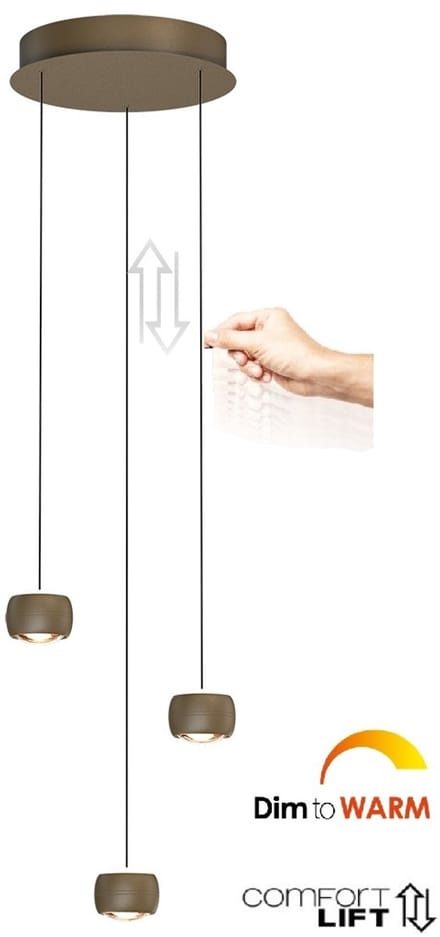 Freelight - Hanglamp Cosmo 3 lichts Ø 35 cm comfortlift brons goud