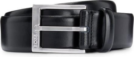 BOSS Leren Riem Elloy Sz35 Leather Belt W115 Black Zwart