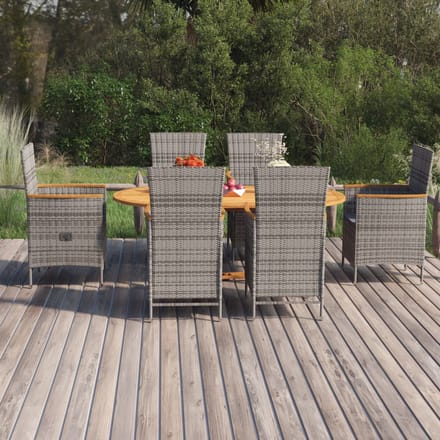 vidaXL - 7-delige - Tuinset - poly - rattan - grijs