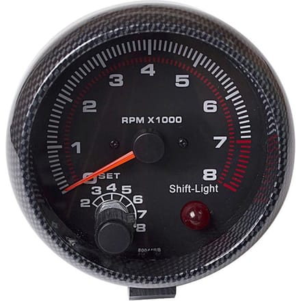 3,75  Auto Universele koolstofvezel Toerenteller Meter Wit Inter Shift licht 0-8000 RPM black