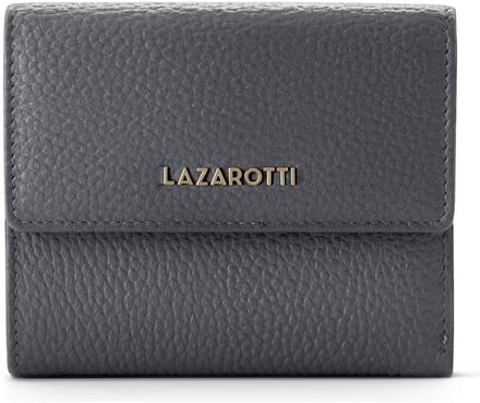 Lazarotti Leren Portemonnee Bologna Leather Wallet With 8 Card Slots Grey Grijs