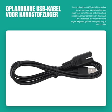 Dailygoods - Oplaadbare USB-kabel voor Handstofzuiger, Duurzaam PVC
