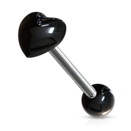 Tongpiercing UV hart 1.6x16 - zwart - LMPiercings