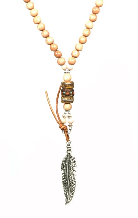Heaven Eleven - naturel hout met zilveren veer