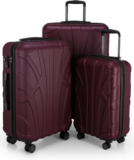 Reis Trolley Set - Koffers Set - Veilig Op Reis - TSA Combinatieslot - 3 Maten - Bordeauxrood