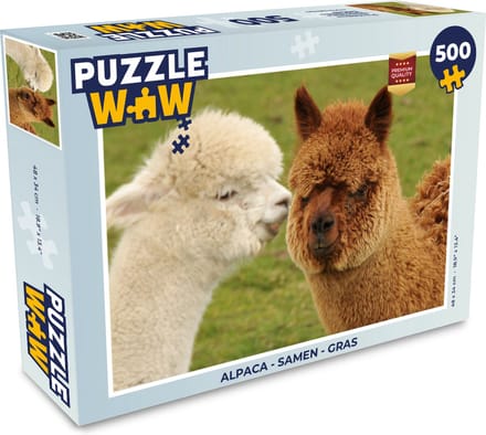 Puzzel Alpaca - Samen - Gras - Legpuzzel - Puzzel 500 stukjes