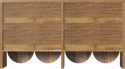 Notenkleur MDF Vierdeurs Bijzetkast 147x40x80cm Voor Woonkamer Eetkamer Hal