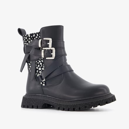 Blue Box meisjes biker boots met stippen zwart - Maat 32