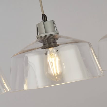 Searchlight Hanglamp Thaloria, transparant, glas, 3-lamps, 80cm