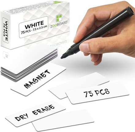 75 Whiteboard Magneten Balk 7,5 cm - Wit - Beschrijfbaar en Uitwisbaar