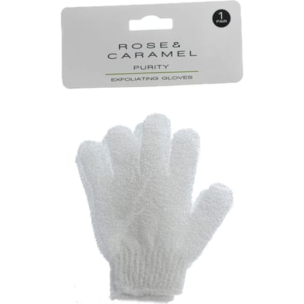 Rose & Caramel Exfoliating Gloves - White
