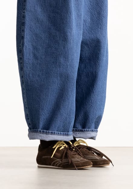 Sacha - Dames - Donkerbruine suède sneakers met dubbele veters - Maat 38