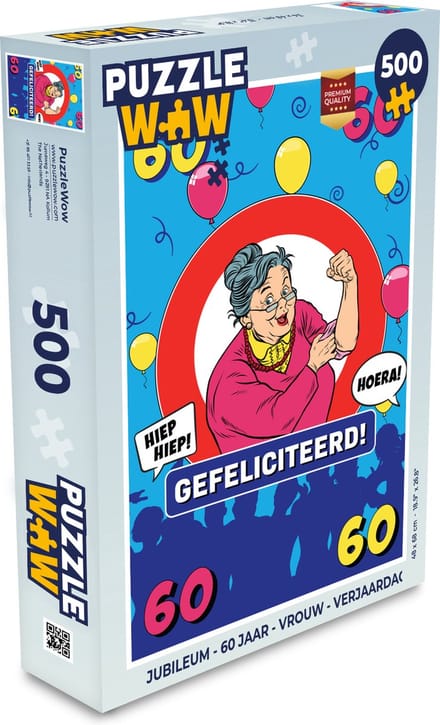 Puzzel Jubileum - 60 Jaar - Vrouw - Verjaardag - Legpuzzel - Puzzel 500 stukjes